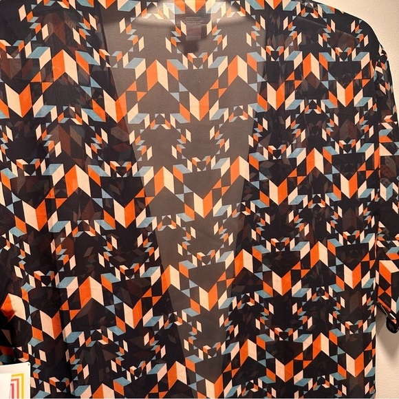 LulaRoe Monroe OpenFront Black Fringe Chiffon Sheer Coat Duster Bohemian Batwing - Picture 5 of 14